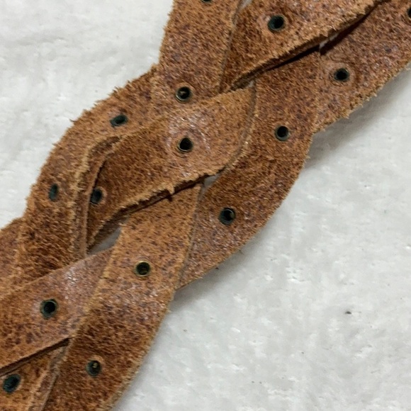 Braided Leather Belt Metal Buckle Studs - Picture 5 of 6